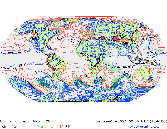 High wind areas ECMWF ср 05.06.2024 00 UTC