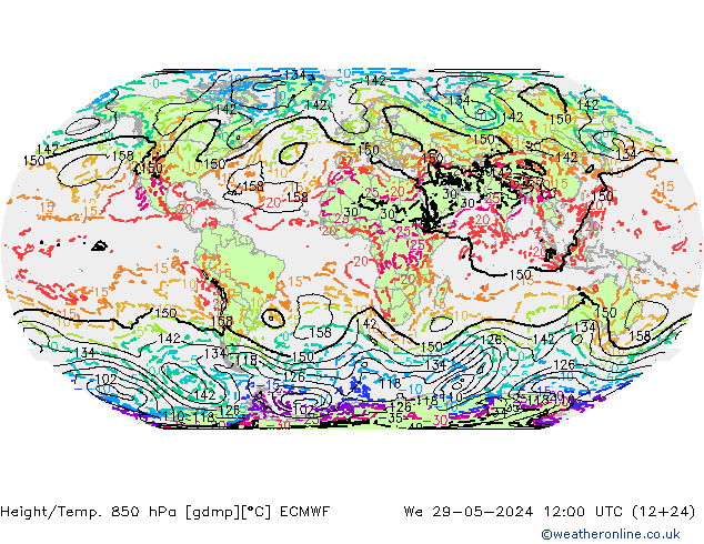 Z500/Rain (+SLP)/Z850 ECMWF Mi 29.05.2024 12 UTC