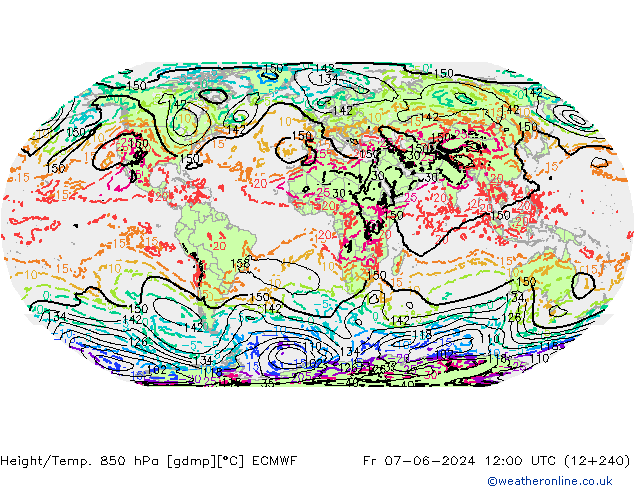 Height/Temp. 850 hPa ECMWF Fr 07.06.2024 12 UTC