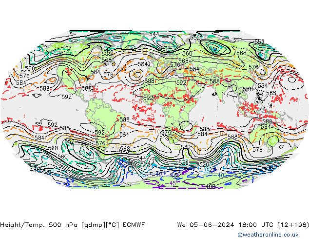 Z500/Rain (+SLP)/Z850 ECMWF mié 05.06.2024 18 UTC