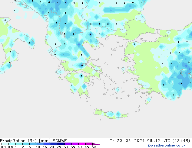 Z500/Rain (+SLP)/Z850 ECMWF Th 30.05.2024 12 UTC