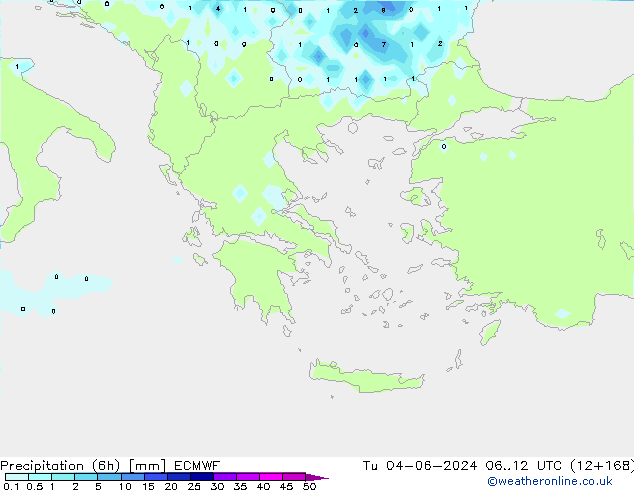 Precipitação (6h) ECMWF Ter 04.06.2024 12 UTC