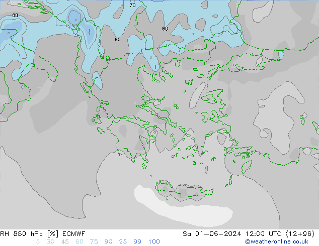 RH 850 hPa ECMWF Sa 01.06.2024 12 UTC