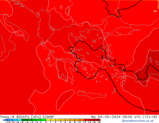 Theta-W 850hPa ECMWF We 29.05.2024 06 UTC