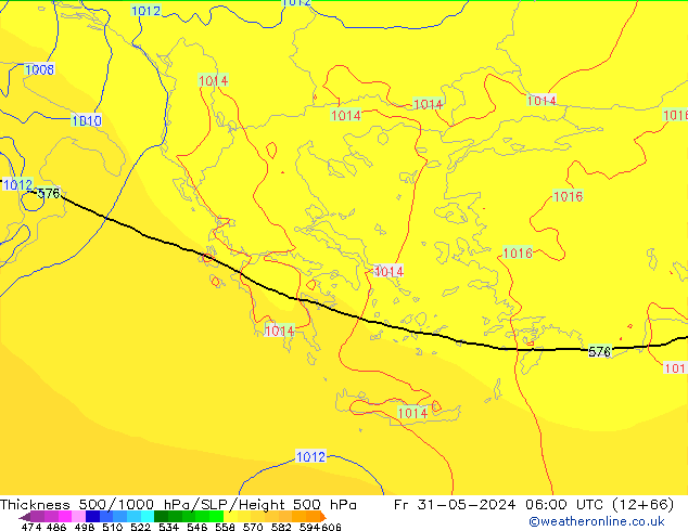 Thck 500-1000hPa ECMWF Fr 31.05.2024 06 UTC