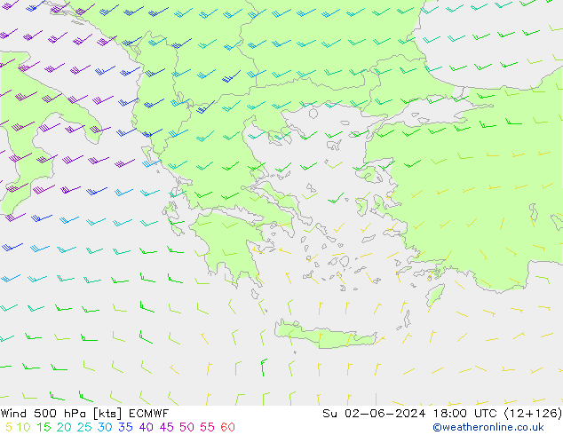 ветер 500 гПа ECMWF Вс 02.06.2024 18 UTC