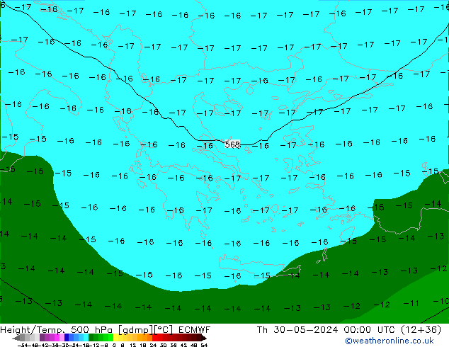 Z500/Rain (+SLP)/Z850 ECMWF Qui 30.05.2024 00 UTC