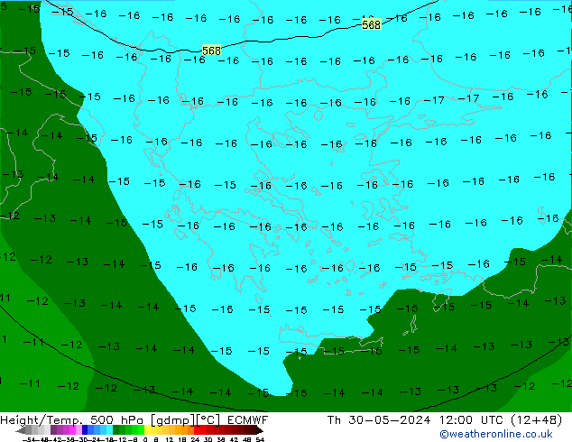 Z500/Rain (+SLP)/Z850 ECMWF Th 30.05.2024 12 UTC