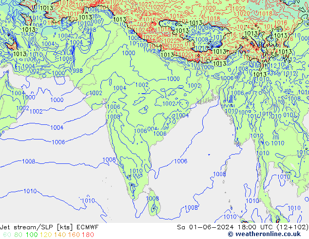 Jet stream/SLP ECMWF Sa 01.06.2024 18 UTC