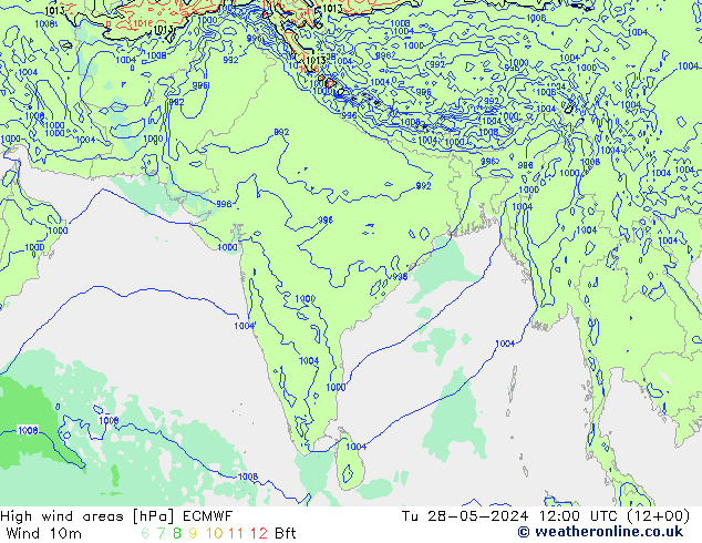 Windvelden ECMWF di 28.05.2024 12 UTC