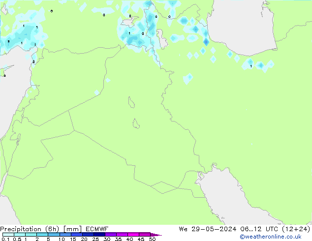 Precipitation (6h) ECMWF We 29.05.2024 12 UTC