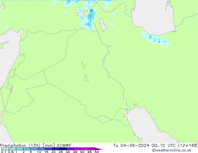 Totale neerslag (12h) ECMWF di 04.06.2024 12 UTC