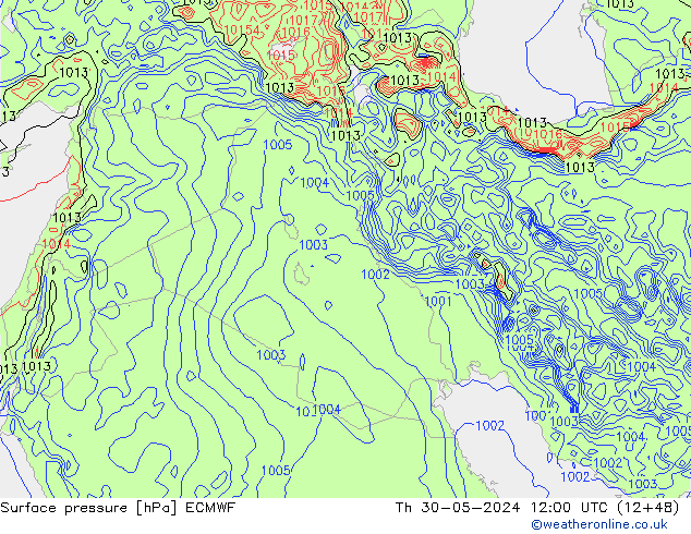 pressão do solo ECMWF Qui 30.05.2024 12 UTC