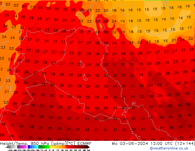 Z500/Rain (+SLP)/Z850 ECMWF Seg 03.06.2024 12 UTC