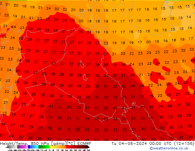 Z500/Yağmur (+YB)/Z850 ECMWF Sa 04.06.2024 00 UTC