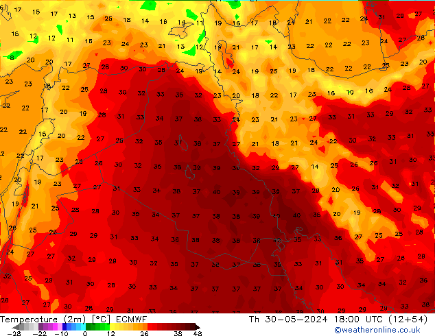 Sıcaklık Haritası (2m) ECMWF Per 30.05.2024 18 UTC