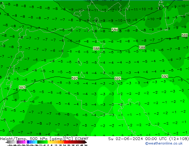 Z500/Rain (+SLP)/Z850 ECMWF Ne 02.06.2024 00 UTC