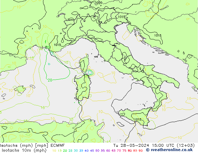 Isotachs (mph) ECMWF  28.05.2024 15 UTC