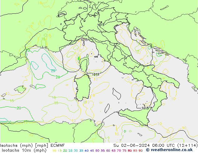 Isotachs (mph) ECMWF Su 02.06.2024 06 UTC