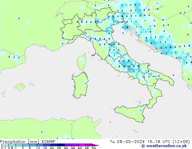 Precipitation ECMWF Tu 28.05.2024 18 UTC