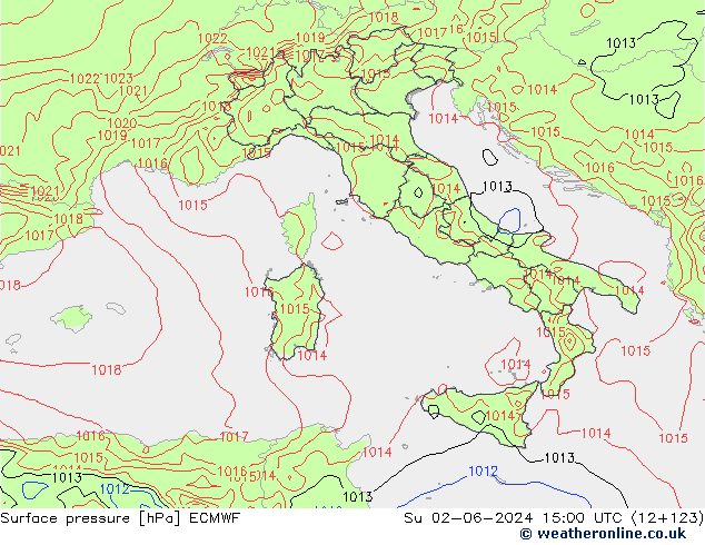 Surface pressure ECMWF Su 02.06.2024 15 UTC