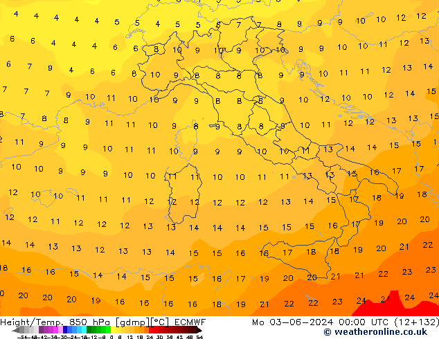 Z500/Rain (+SLP)/Z850 ECMWF Mo 03.06.2024 00 UTC