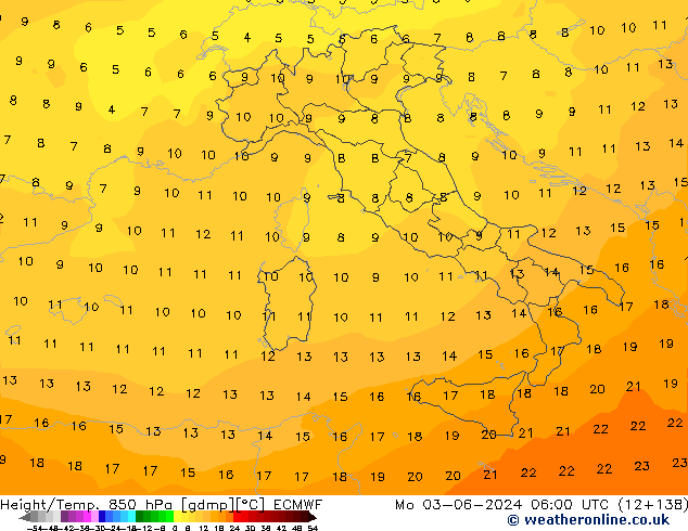 Z500/Rain (+SLP)/Z850 ECMWF lun 03.06.2024 06 UTC