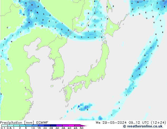 Precipitation ECMWF We 29.05.2024 12 UTC