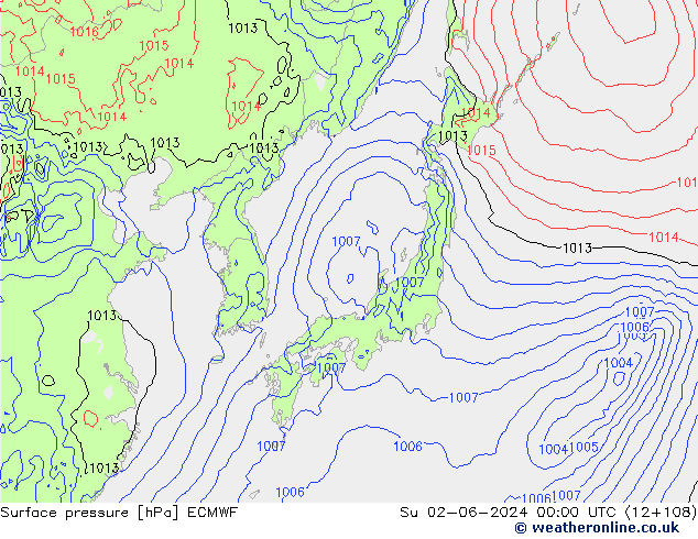 приземное давление ECMWF Вс 02.06.2024 00 UTC