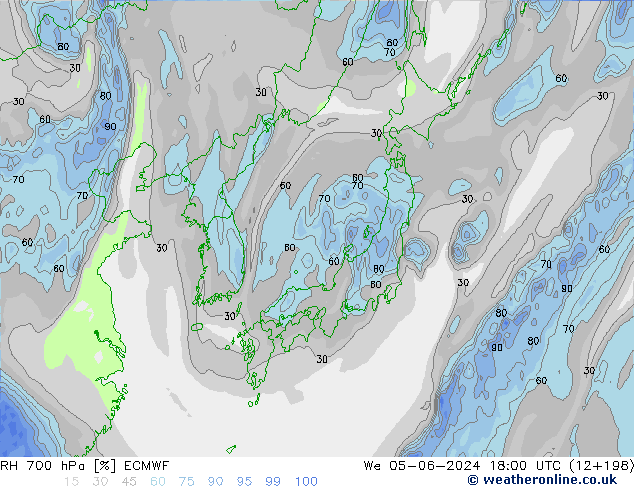 RH 700 hPa ECMWF  05.06.2024 18 UTC