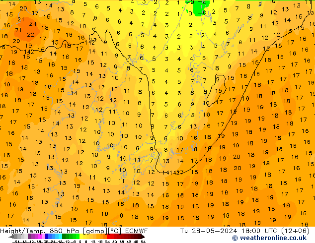 Z500/Rain (+SLP)/Z850 ECMWF Tu 28.05.2024 18 UTC