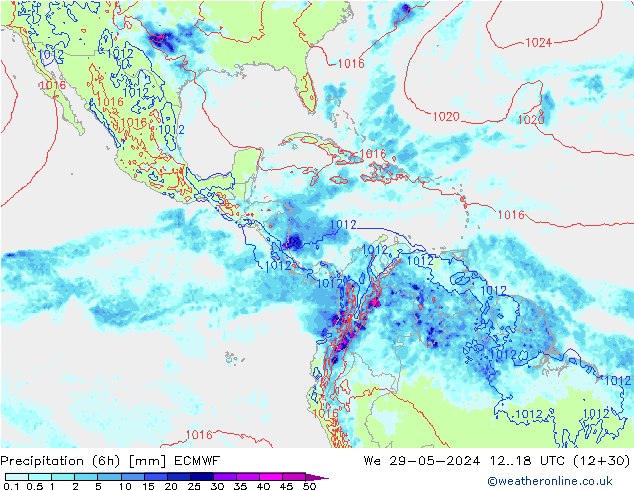 Z500/Rain (+SLP)/Z850 ECMWF We 29.05.2024 18 UTC