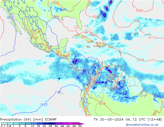 Z500/Rain (+SLP)/Z850 ECMWF  30.05.2024 12 UTC