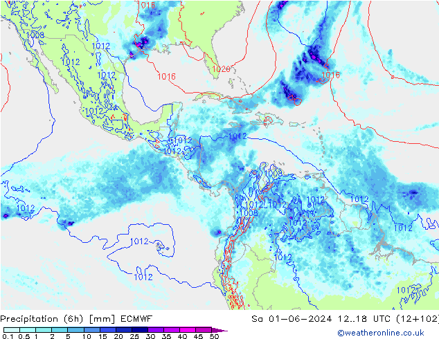 Precipitação (6h) ECMWF Sáb 01.06.2024 18 UTC