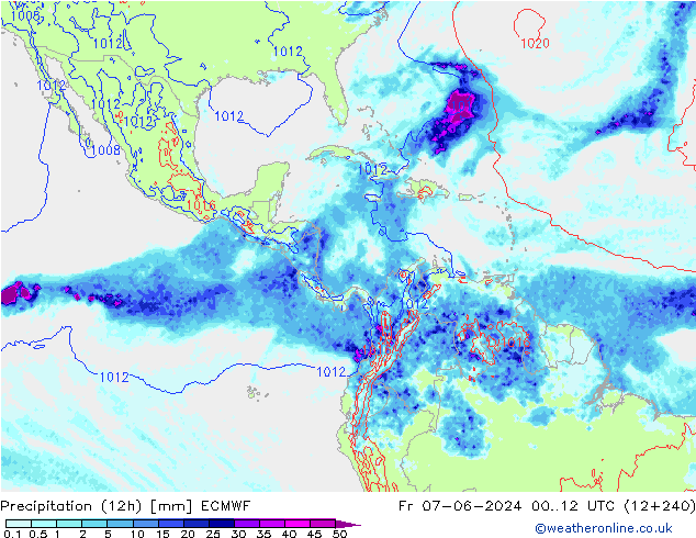 Precipitazione (12h) ECMWF ven 07.06.2024 12 UTC