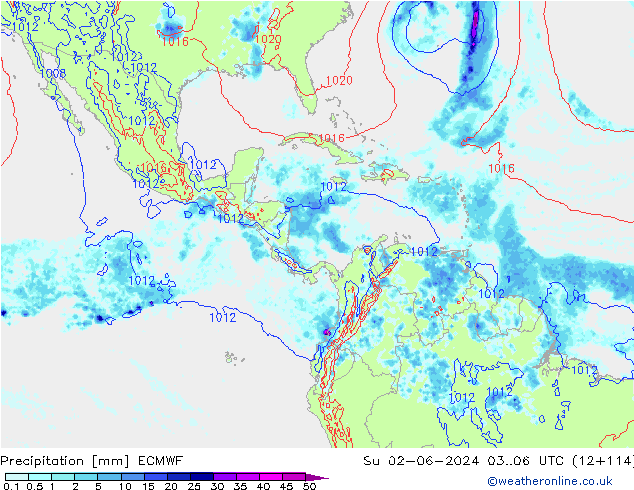 Srážky ECMWF Ne 02.06.2024 06 UTC