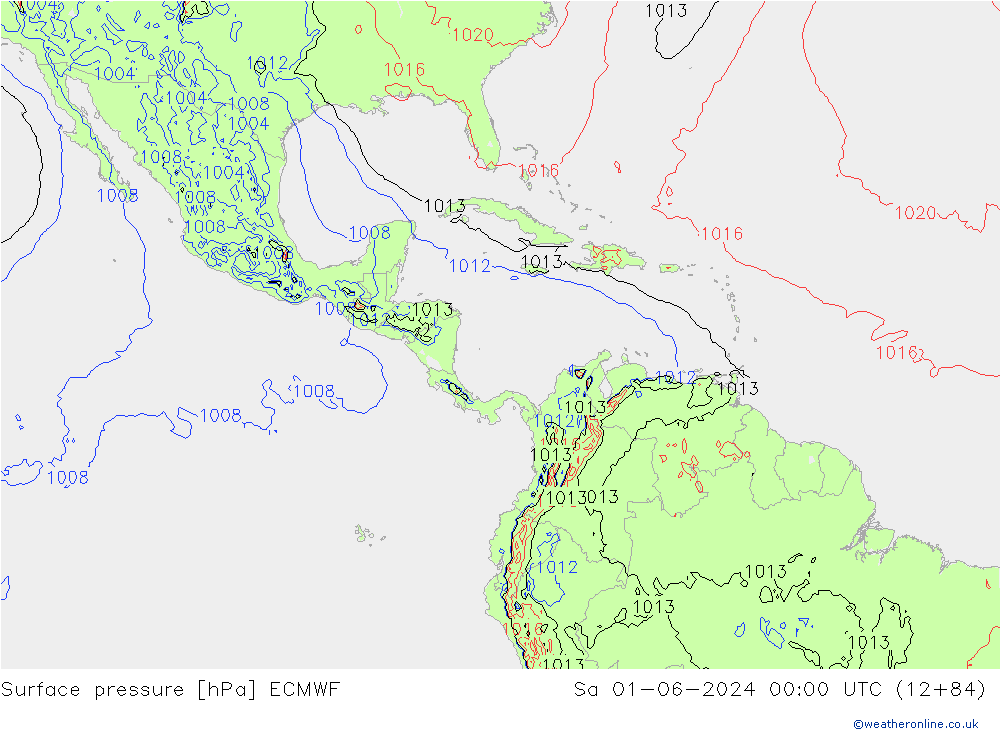 Pressione al suolo ECMWF sab 01.06.2024 00 UTC