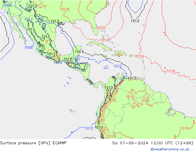 Surface pressure ECMWF Sa 01.06.2024 12 UTC