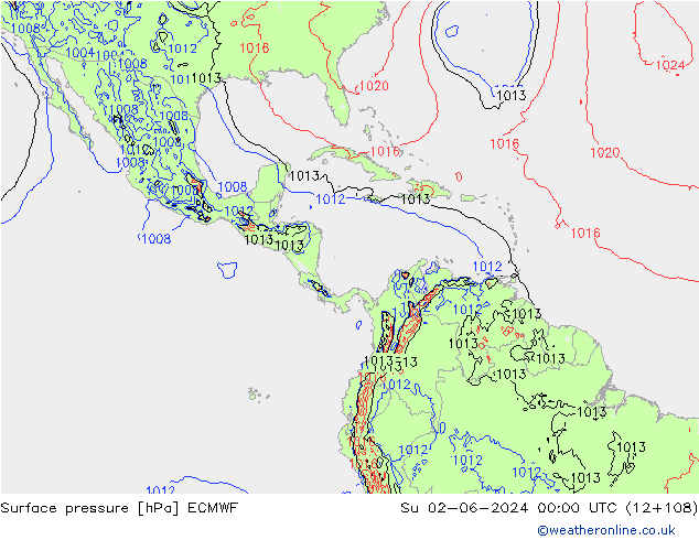 Yer basıncı ECMWF Paz 02.06.2024 00 UTC