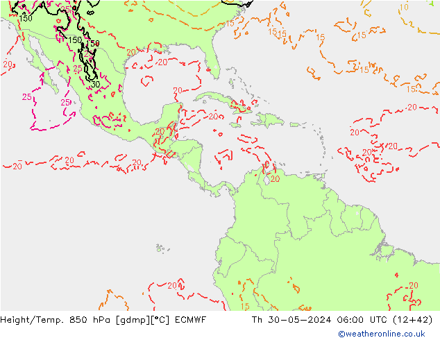 Z500/Rain (+SLP)/Z850 ECMWF Th 30.05.2024 06 UTC