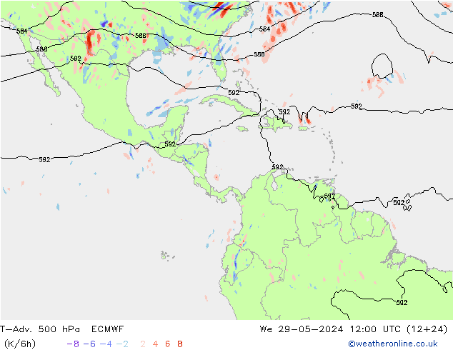 T-Adv. 500 hPa ECMWF śro. 29.05.2024 12 UTC