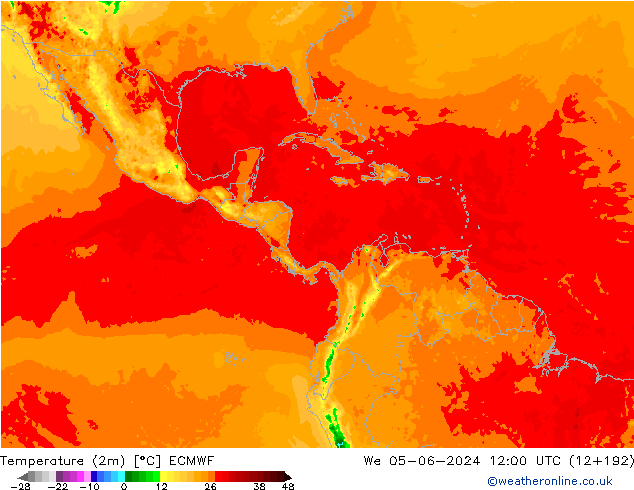 Sıcaklık Haritası (2m) ECMWF Çar 05.06.2024 12 UTC