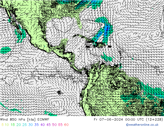 Wind 850 hPa ECMWF Pá 07.06.2024 00 UTC