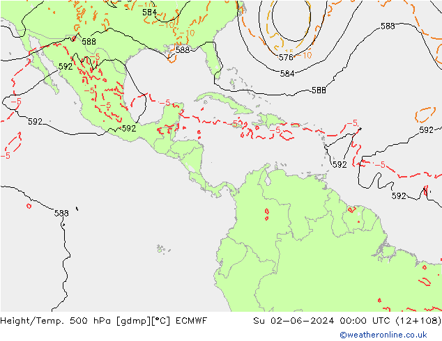 Height/Temp. 500 hPa ECMWF  02.06.2024 00 UTC