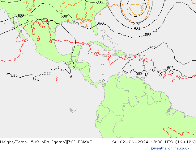Z500/Rain (+SLP)/Z850 ECMWF Dom 02.06.2024 18 UTC