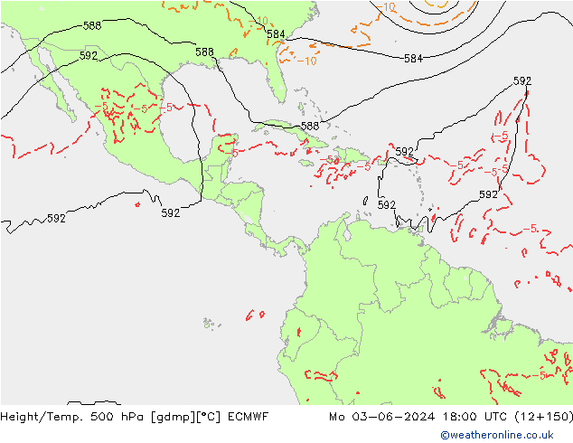 Hoogte/Temp. 500 hPa ECMWF ma 03.06.2024 18 UTC