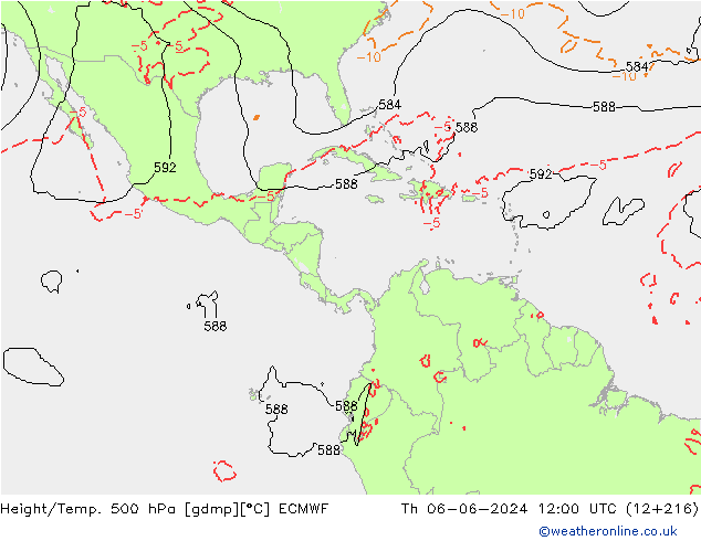 Z500/Rain (+SLP)/Z850 ECMWF Th 06.06.2024 12 UTC