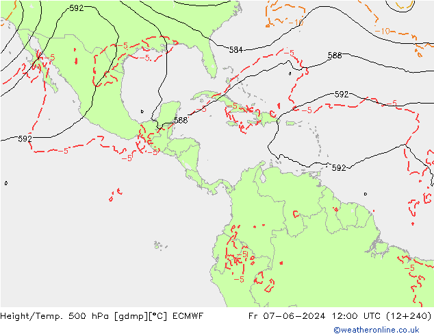 Height/Temp. 500 hPa ECMWF Fr 07.06.2024 12 UTC