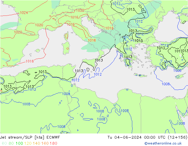 Straalstroom/SLP ECMWF di 04.06.2024 00 UTC