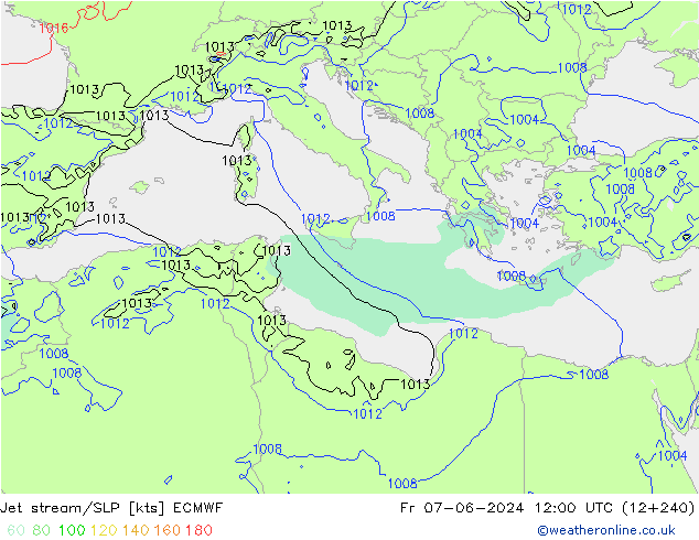 Jet stream/SLP ECMWF Fr 07.06.2024 12 UTC